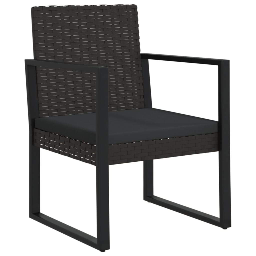 vidaXL Fauteuil de jardin avec coussins Noir Résine tressée