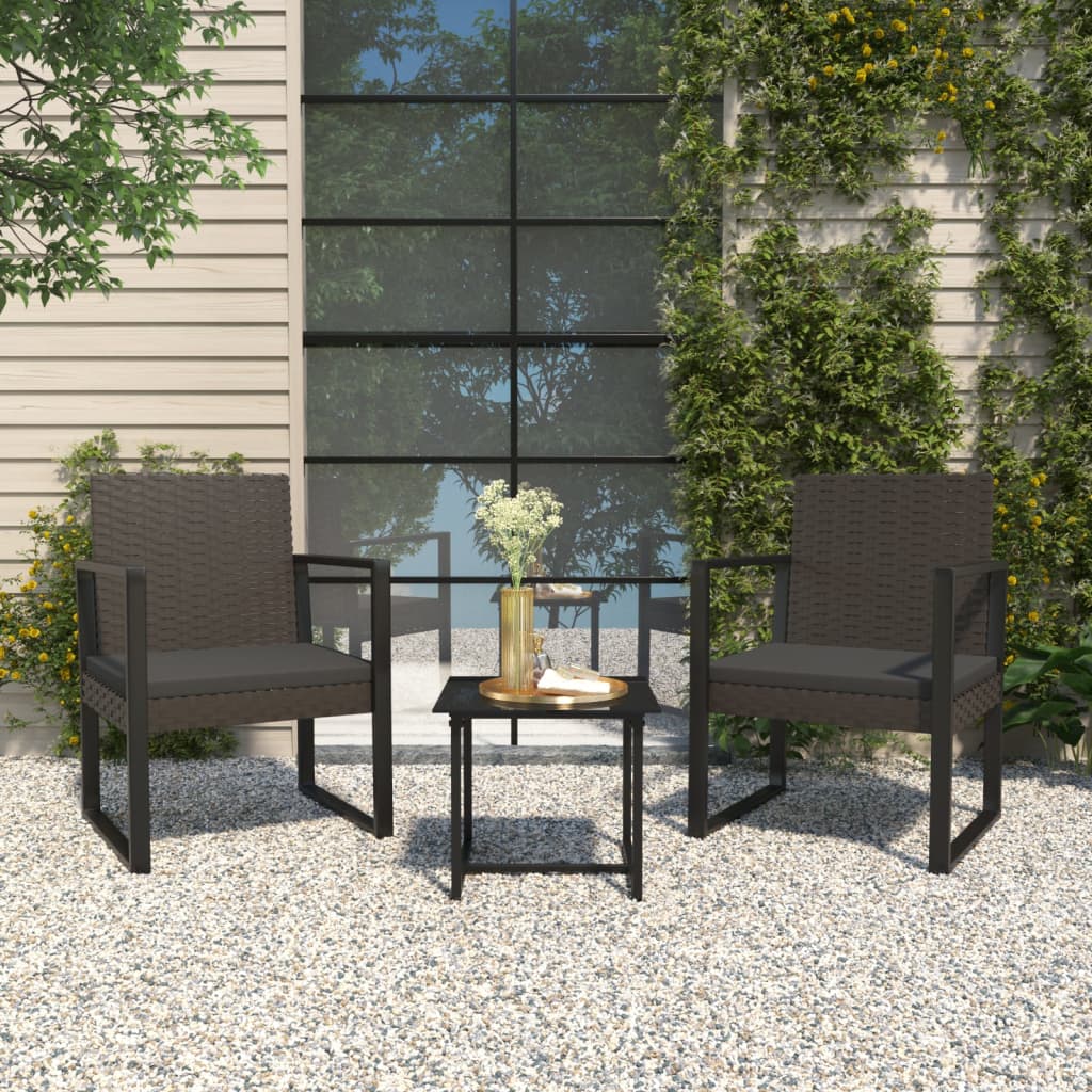 vidaXL Fauteuil de jardin avec coussins Noir Résine tressée