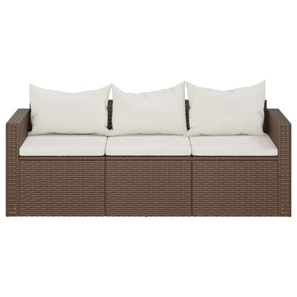 vidaXL Canapé de jardin 3 places avec coussins marron résine tressée