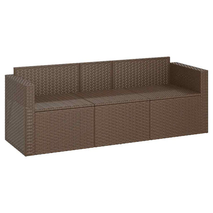 vidaXL Canapé de jardin 3 places avec coussins marron résine tressée