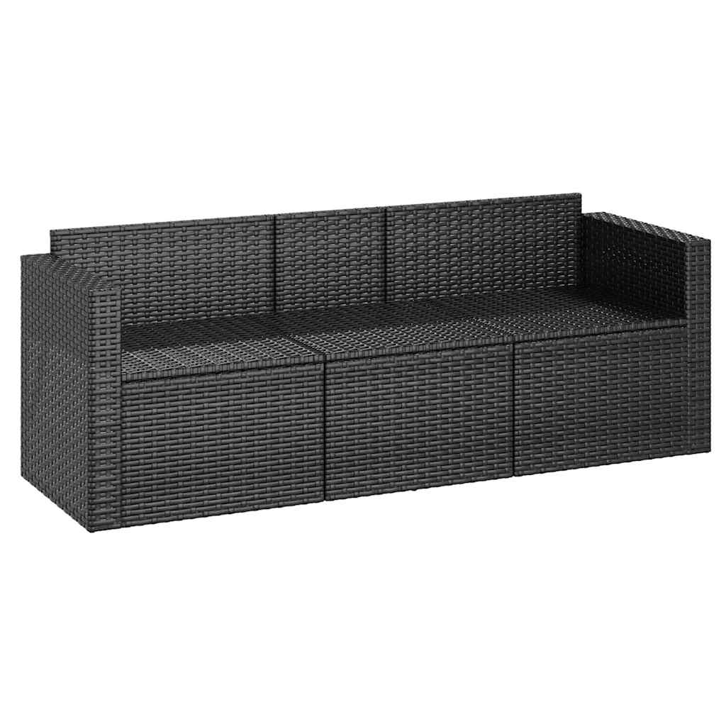 vidaXL Canapé de jardin 3 places avec coussins Noir Résine tressée