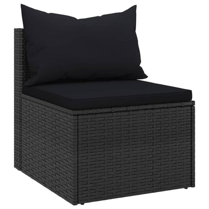 vidaXL Canapés centraux de jardin avec coussins 2 pcs Noir Résine tressée