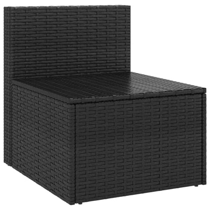 vidaXL Canapés centraux de jardin avec coussins 2 pcs Noir Résine tressée