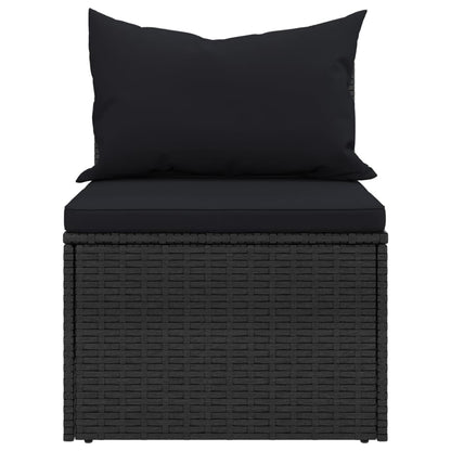 vidaXL Canapés centraux de jardin avec coussins 2 pcs Noir Résine tressée