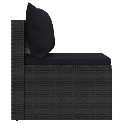 vidaXL Canapés centraux de jardin avec coussins 2 pcs Noir Résine tressée