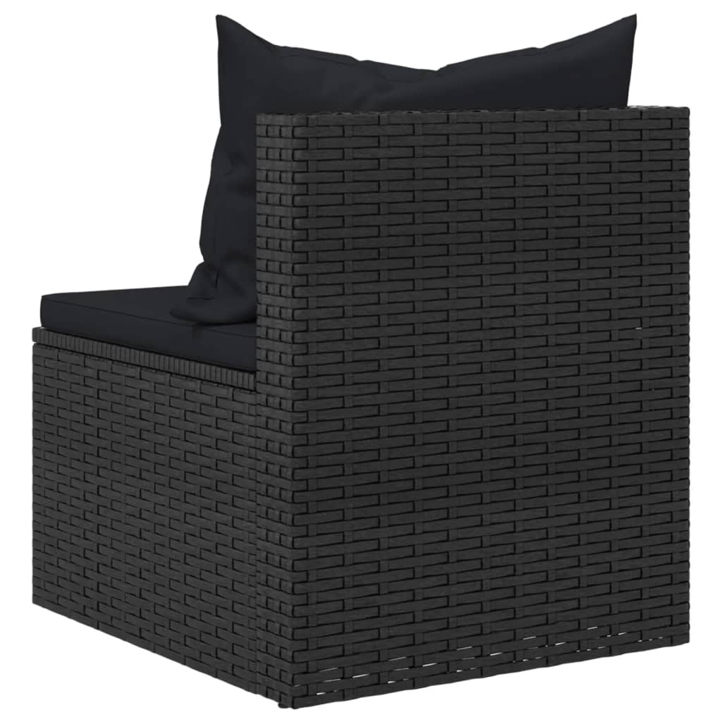 vidaXL Canapés centraux de jardin avec coussins 2 pcs Noir Résine tressée
