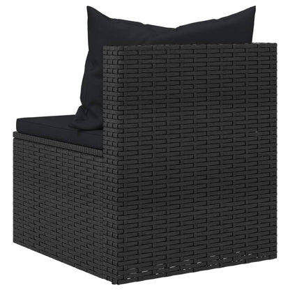 vidaXL Canapés centraux de jardin avec coussins 2 pcs Noir Résine tressée