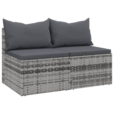 Canapés d'angle de jardin vidaXL avec coussins 2 pcs Gris Résine tressée