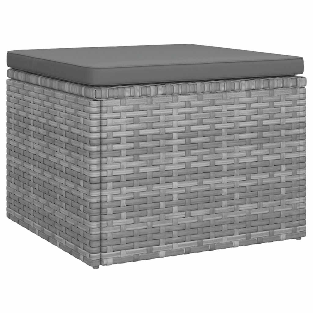 vidaXL Canapé de jardin 3 places avec auvent et pouf Gris Résine tressée