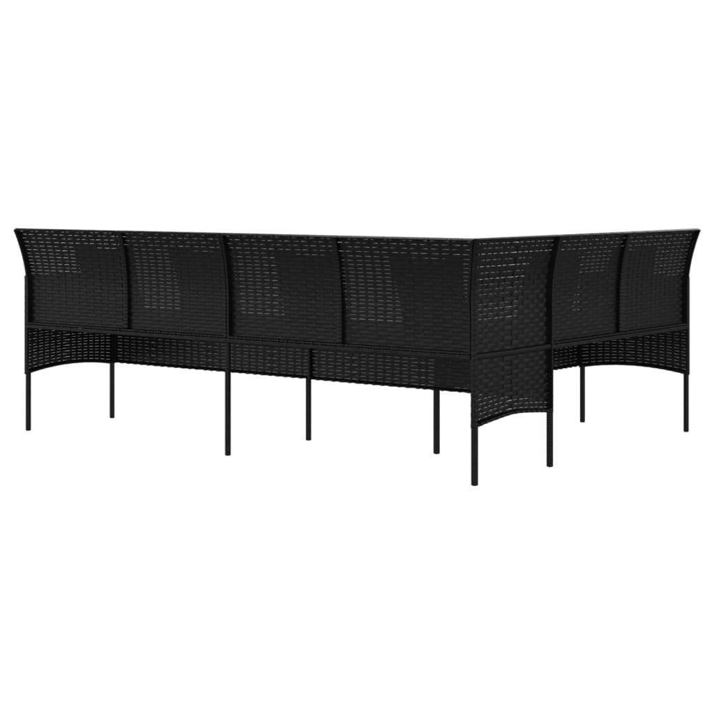 vidaXL Canapé de jardin d'angle avec coussins Noir Résine tressée