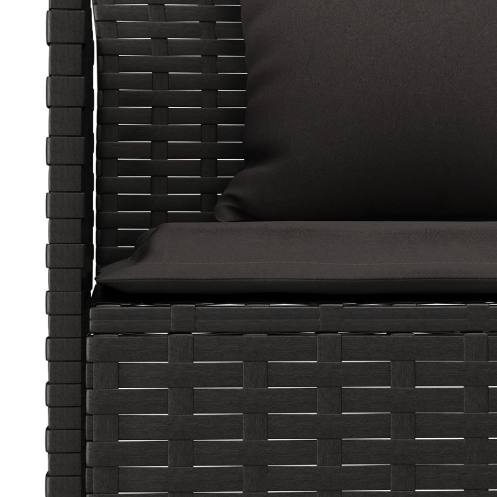 vidaXL Canapé de jardin d'angle avec coussins Noir Résine tressée