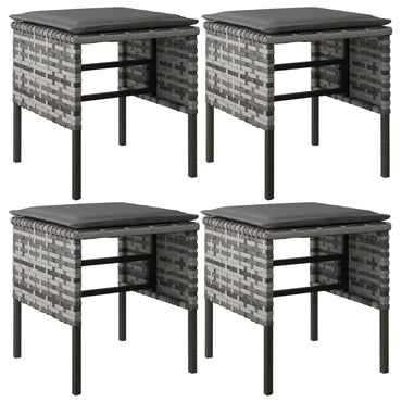vidaXL Tabourets de jardin avec coussins 4 pcs Gris Résine tressée