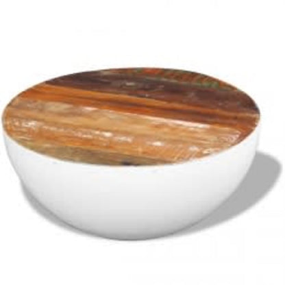 vidaXL Couchtisch Schalenförmig Weiß Ø50x24 cm Altholz Massiv