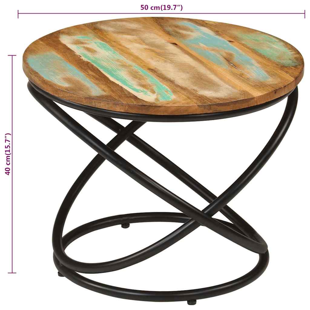 vidaXL Couchtisch Ø50x40 cm Altholz Massiv und Stahl