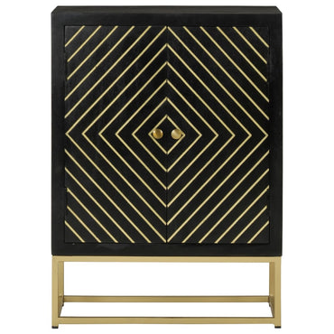 vidaXL Sideboard mit 2 Türen Schwarz Gold 55x30x75 cm Massivholz Mango