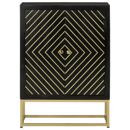 vidaXL Sideboard mit 2 Türen Schwarz Gold 55x30x75 cm Massivholz Mango