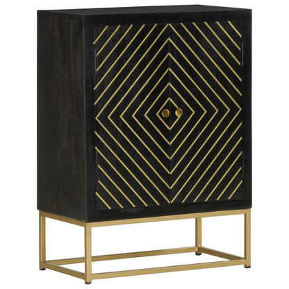 vidaXL Sideboard mit 2 Türen Schwarz Gold 55x30x75 cm Massivholz Mango