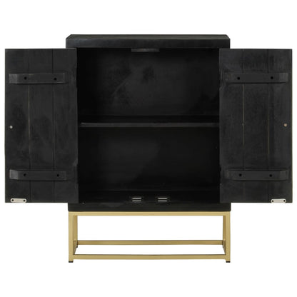 vidaXL Sideboard mit 2 Türen Schwarz Gold 55x30x75 cm Massivholz Mango