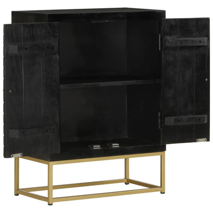 vidaXL Sideboard mit 2 Türen Schwarz Gold 55x30x75 cm Massivholz Mango