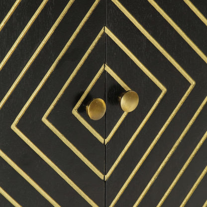 vidaXL Sideboard mit 2 Türen Schwarz Gold 55x30x75 cm Massivholz Mango