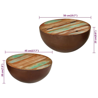 vidaXL Couchtische 2 Stk. Schalenförmig Altholz Massiv