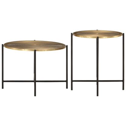 vidaXL Couchtische 2 Stk. Messing und Metall Schwarz