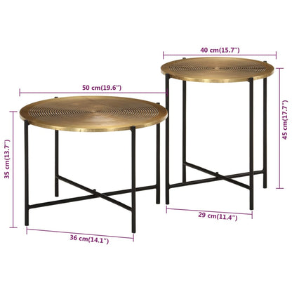 vidaXL Couchtische 2 Stk. Messing und Metall Schwarz