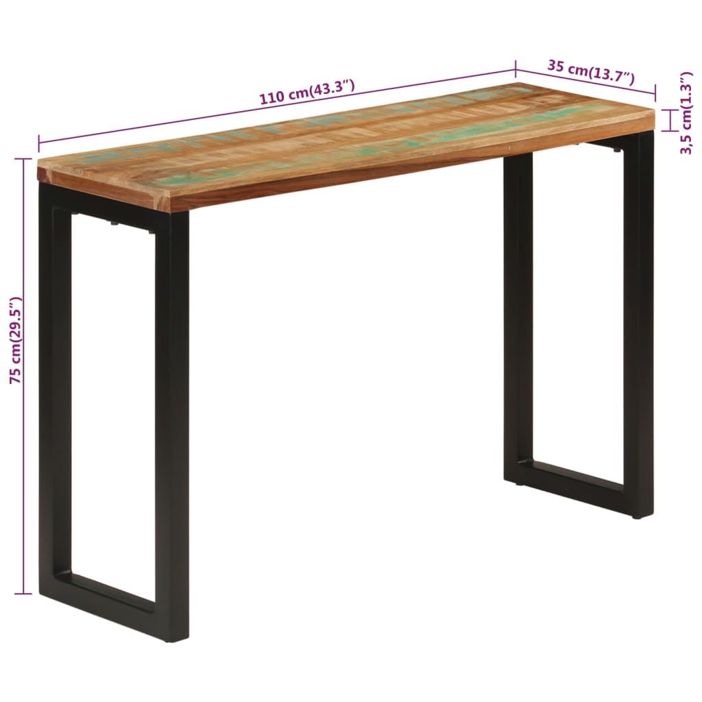 vidaXL Konsolentisch 110x35x75 cm Altholz Massiv