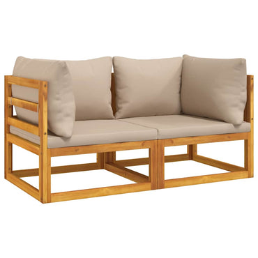 vidaXL Canapés d'angle modulaires 2 pcs avec coussins bois d'acacia massif taupe