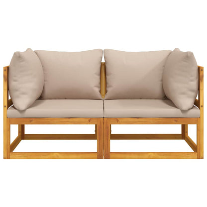 vidaXL Canapés d'angle modulaires 2 pcs avec coussins bois d'acacia massif taupe