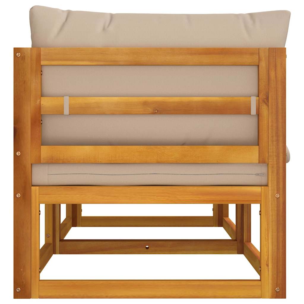 vidaXL Canapés d'angle modulaires 2 pcs avec coussins bois d'acacia massif taupe