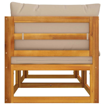 vidaXL Canapés d'angle modulaires 2 pcs avec coussins bois d'acacia massif taupe