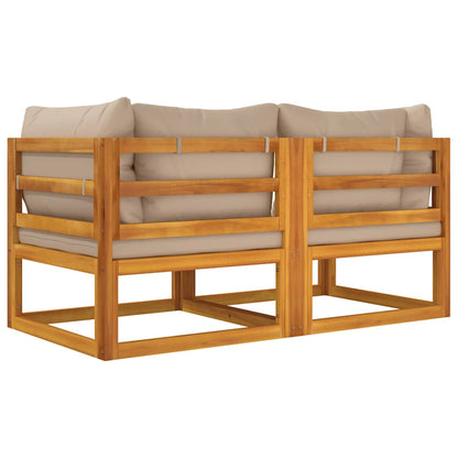 vidaXL Canapés d'angle modulaires 2 pcs avec coussins bois d'acacia massif taupe