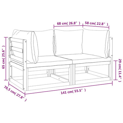 vidaXL Canapés d'angle modulaires 2 pcs avec coussins bois d'acacia massif taupe