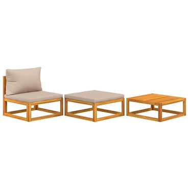 vidaXL Ensemble de salon de jardin 3 pcs avec coussins Bois d'acacia massif