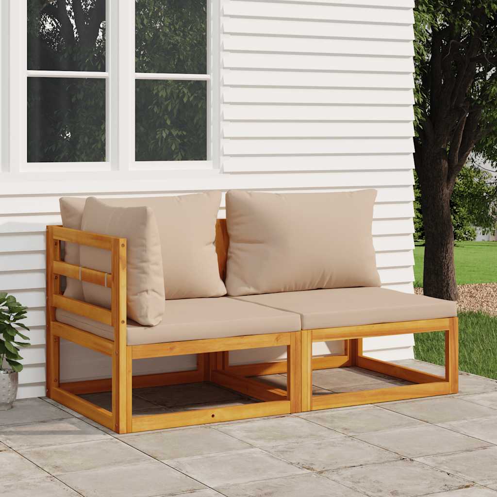 vidaXL Ensemble de canapés de jardin 2 pcs avec coussins Bois d'acacia massif