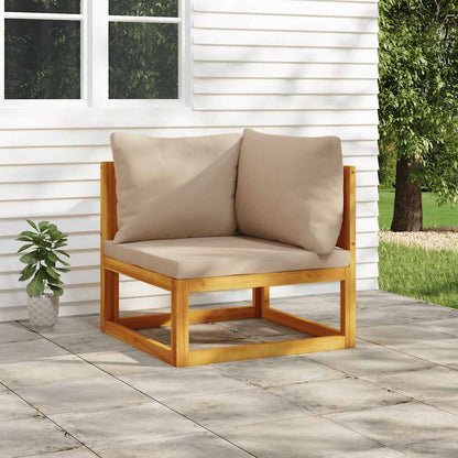 vidaXL Modular-Ecksofa mit Taupe Kissen Massivholz Akazie