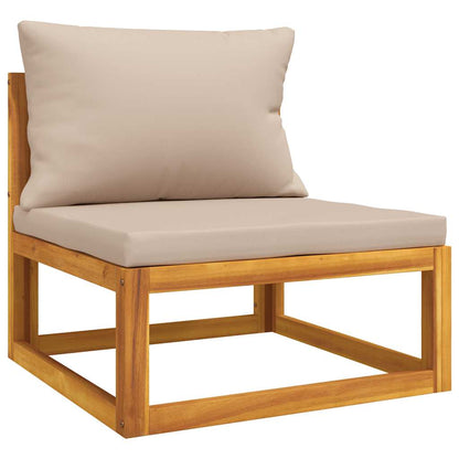 vidaXL Canapé central de jardin avec coussins taupe Bois d'acacia massif
