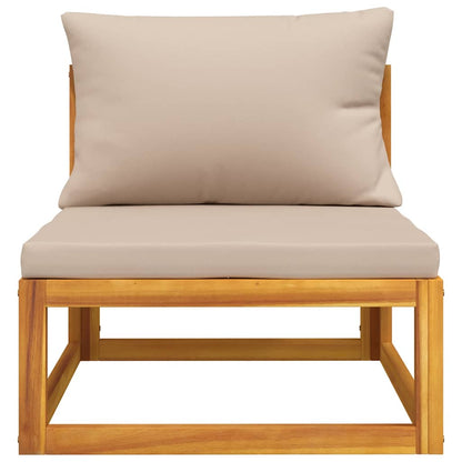 vidaXL Canapé central de jardin avec coussins taupe Bois d'acacia massif