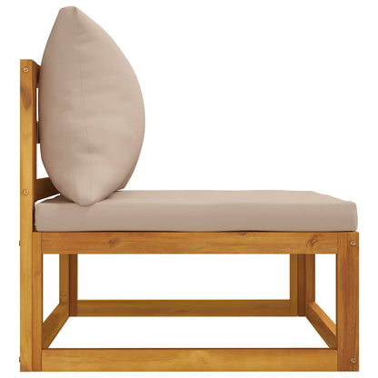 vidaXL Canapé central de jardin avec coussins taupe Bois d'acacia massif
