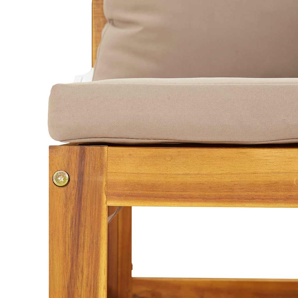 vidaXL Canapé central de jardin avec coussins taupe Bois d'acacia massif