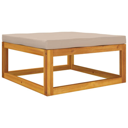 vidaXL Gartenhocker mit Kissen Taupe Massivholz Akazie