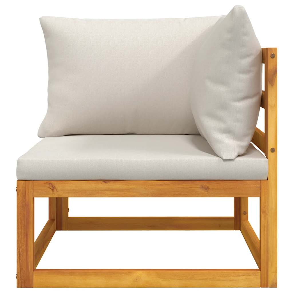 vidaXL Canapé d'angle modulable avec coussins gris clair Bois d'acacia massif