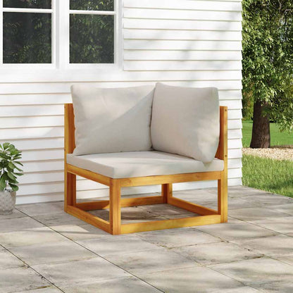 vidaXL Canapé d'angle modulable avec coussins gris clair Bois d'acacia massif