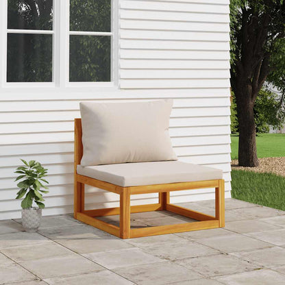 vidaXL Canapé central de jardin avec coussins gris clair Bois d'acacia massif