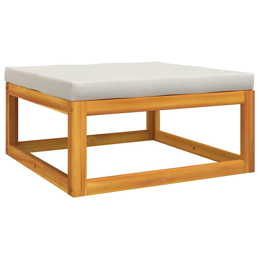 vidaXL Tabouret de jardin avec coussins gris clair Bois d'acacia massif