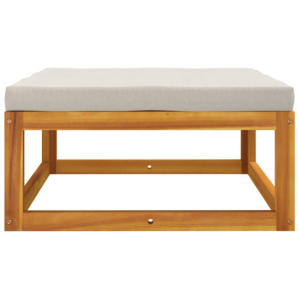 vidaXL Tabouret de jardin avec coussins gris clair Bois d'acacia massif