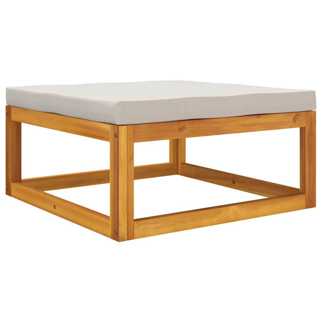 vidaXL Tabouret de jardin avec coussins gris clair Bois d'acacia massif