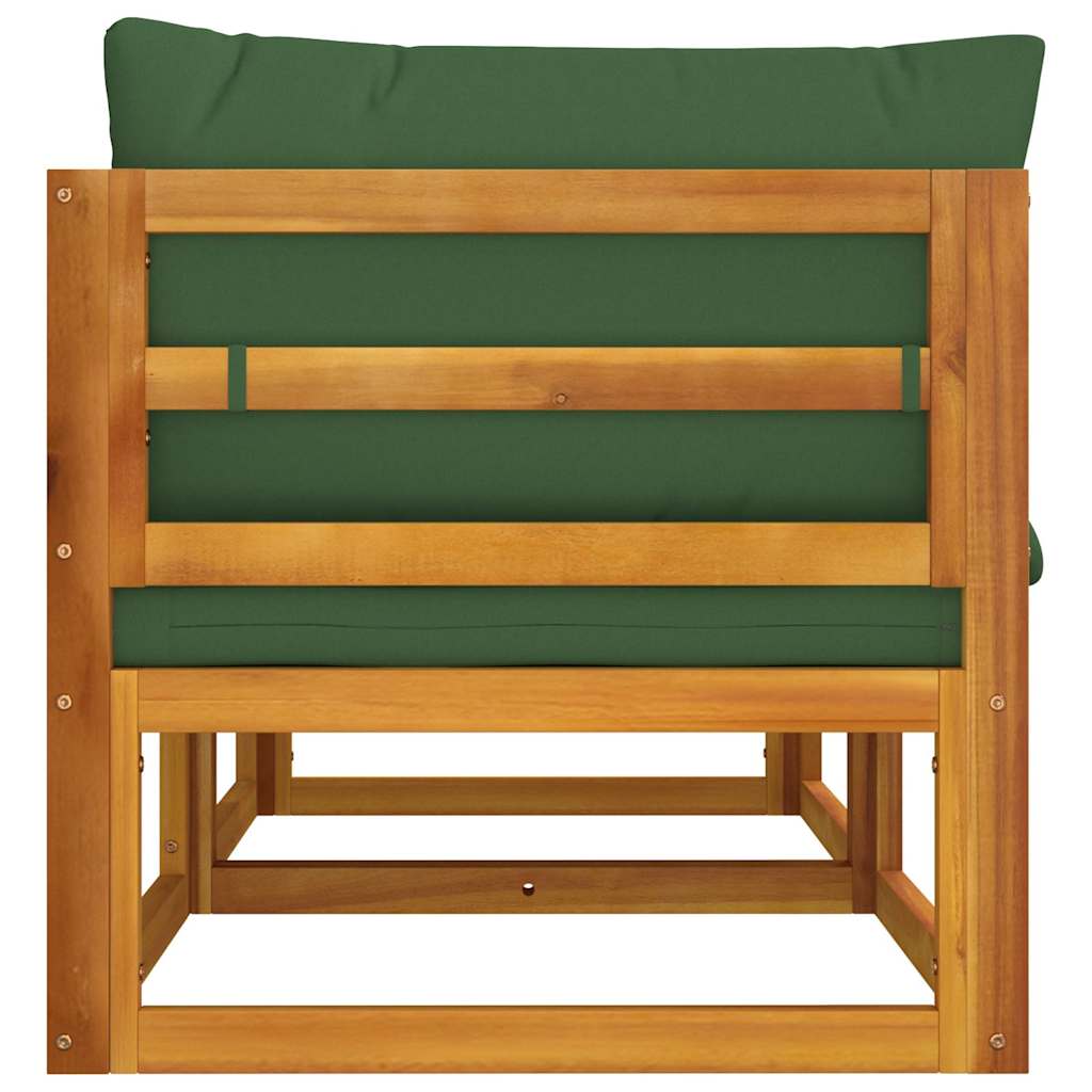 vidaXL Modular-Ecksofas 2 Stk. mit Grünen Kissen Massivholz Akazie