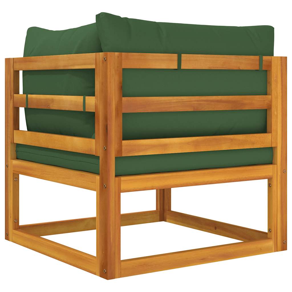 vidaXL Canapé d'angle modulable avec coussins verts Bois d'acacia massif